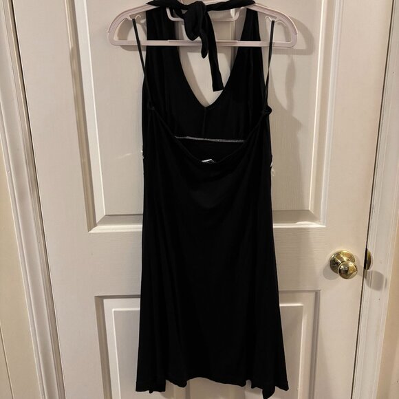 Venus Women's Black Halter-Neck Dress with Silver Sequin Embellishment Waist ~ M - Picture 3 of 5